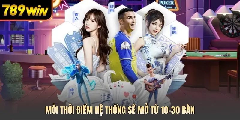 Mỗi thời điểm hệ thống sẽ mở từ 10–30 bàn